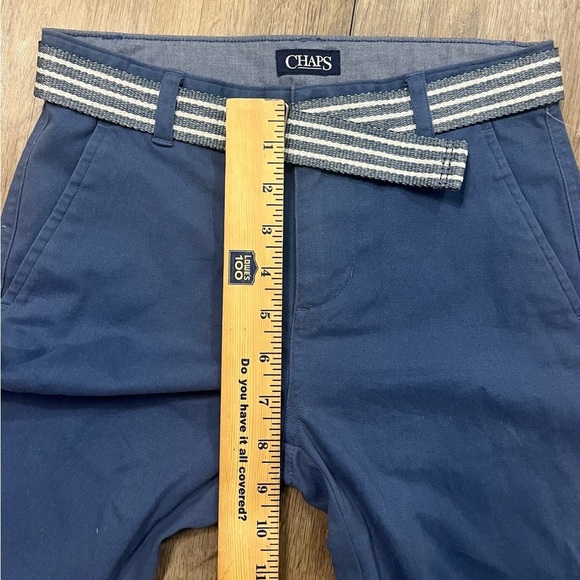 Chaps Boys Shorts Sz 10 Blue With Belt Stretch Twill Flat Front Pockets NWT $36 - Picture 4 of 10